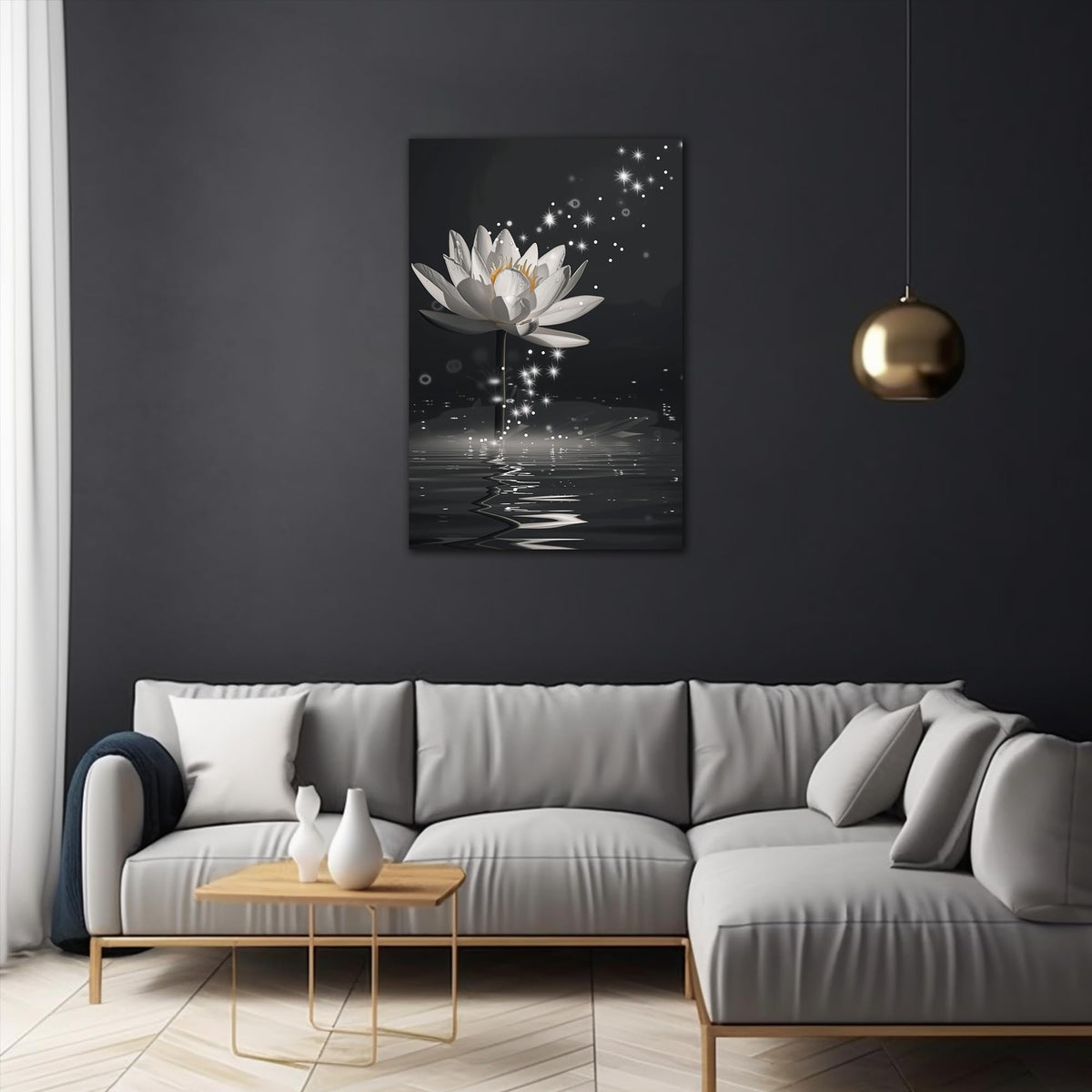 Zen Wall Art White Lotus Flower Canvas Art Print for Spa Bathroom Decor (Zen Stones Canvas Frame-01 / 36"L x 24"W)