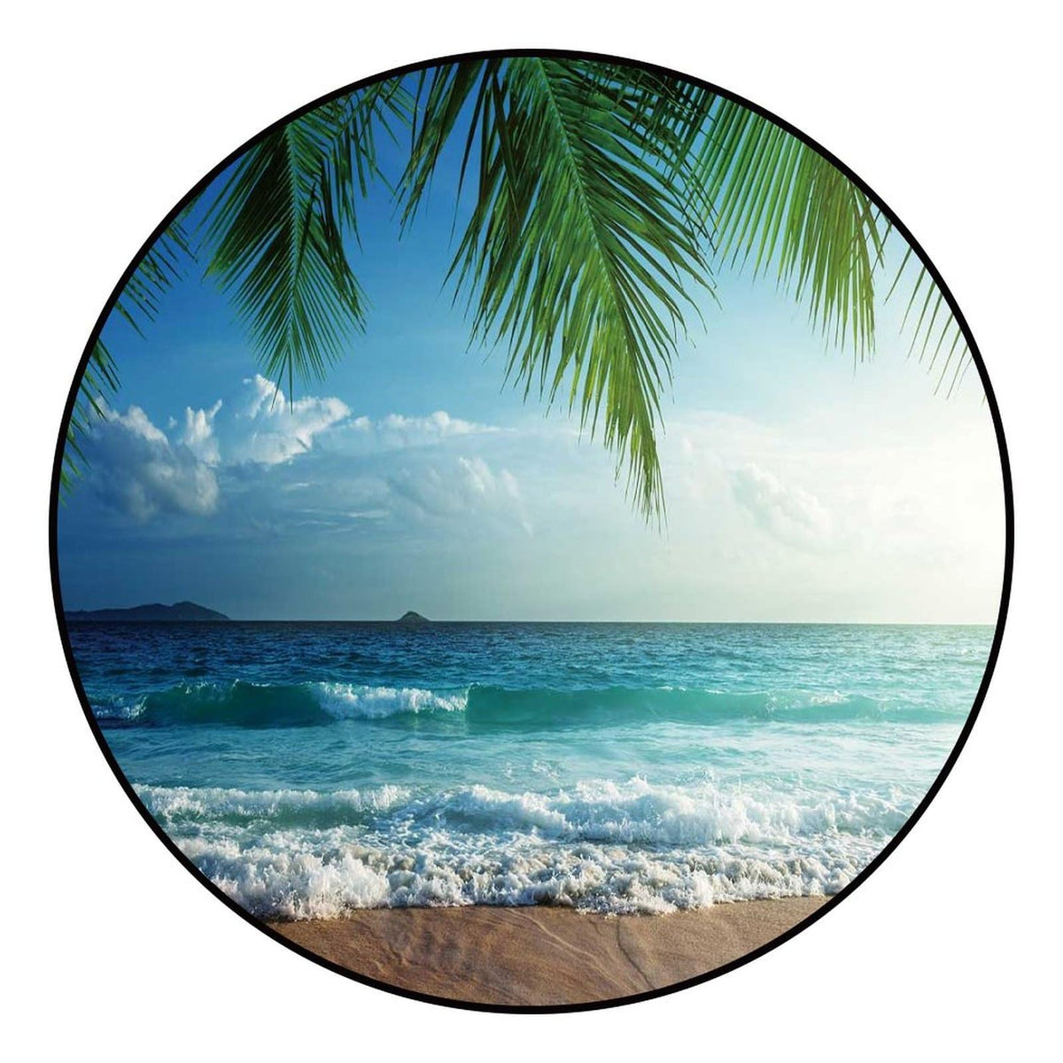 Round Area Rugs 4 FT Washable Non Slip Circle Rug (Beach Palms / 4' (Round))