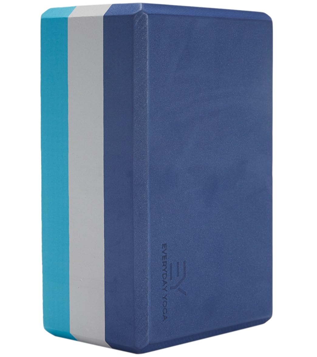 4 Inch Tri Color Foam Yoga Block (Blue / 4 Inch Thick)