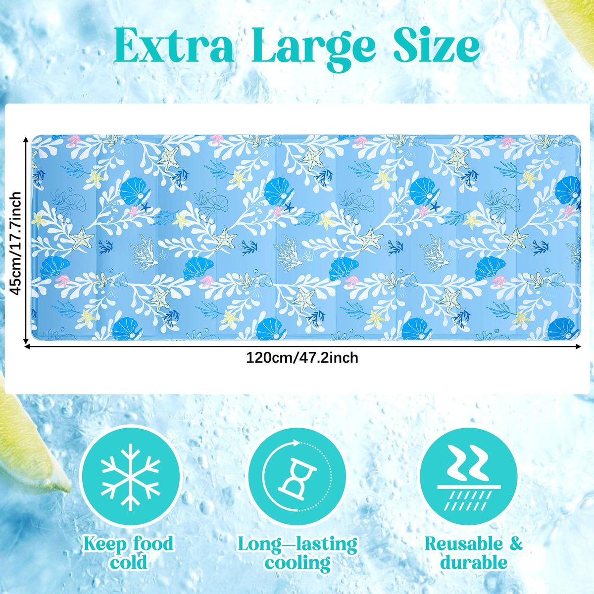 17.7x47.2 Inch Reusable Freezable Ice Mats for Buffet (Shell / 17.7x47.2 Inch)
