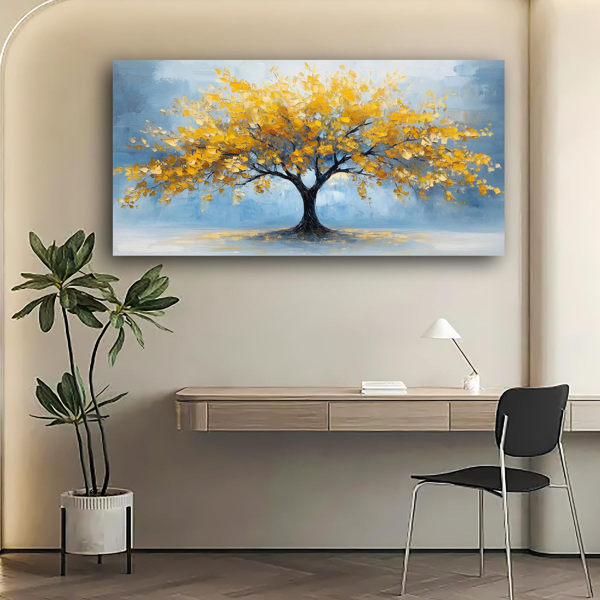 Wall Art 40x20 Inch Yellow Tree of Life Canvas Print (40"L x 20"W / Abstract Yellow Tree of Life)