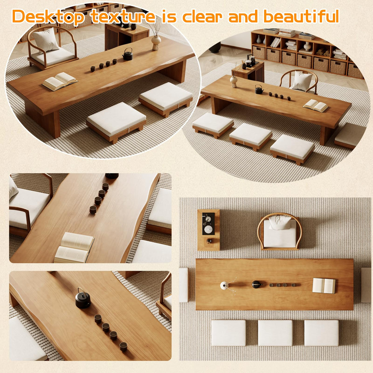 63" Solid Wood Japanese Floor Table (Walnut / 160*60*35cm)