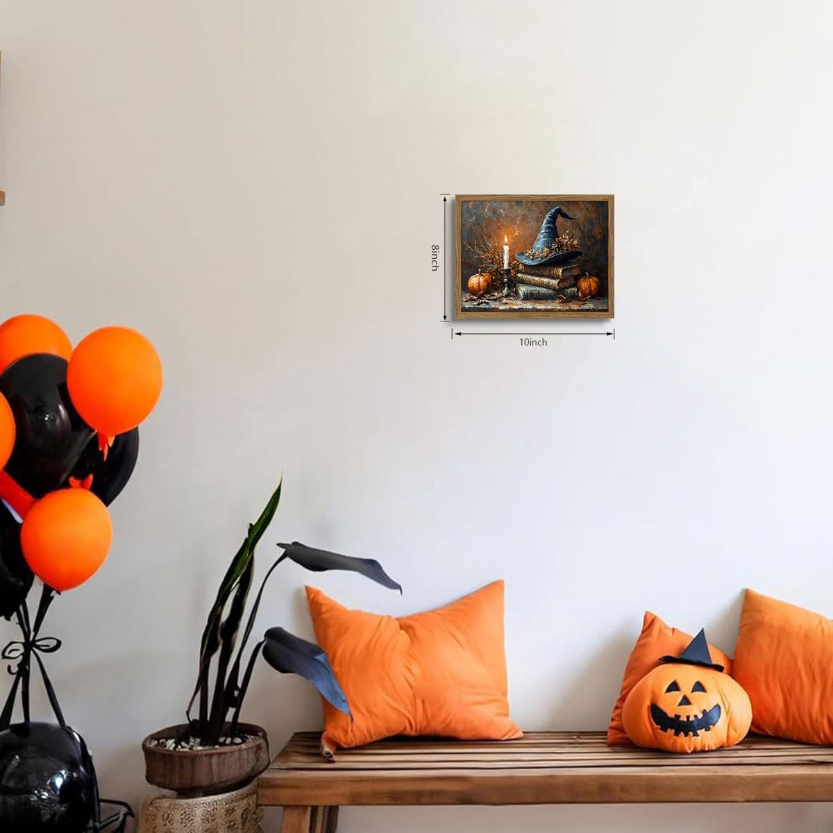 Vintage Halloween Wall Art (Scary Wizard Hat / 10"L x 8"W)