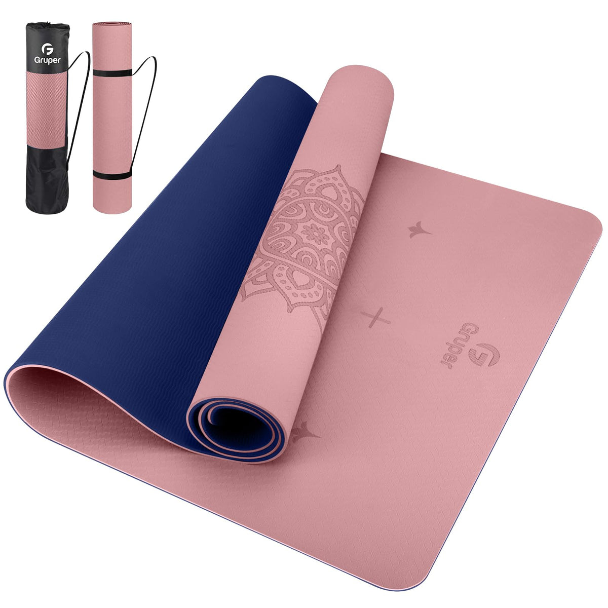 Yoga Mat Non Slip (PINK BLUE / 0.32*32*72 Inches)