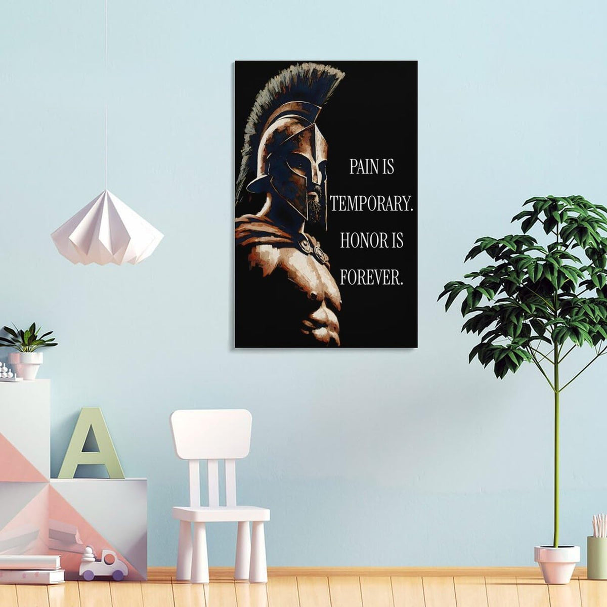 Pain Is Temporary Honor Is Forever Spartan Warrior Code Canvas Printing Wall Art Prints Wall Decor Posters Motivational Black Gold Stoic Living Room Bedroom Office Gym Decor 16x24inch (style-32 / 16x24inch(40x60cm) Frame)