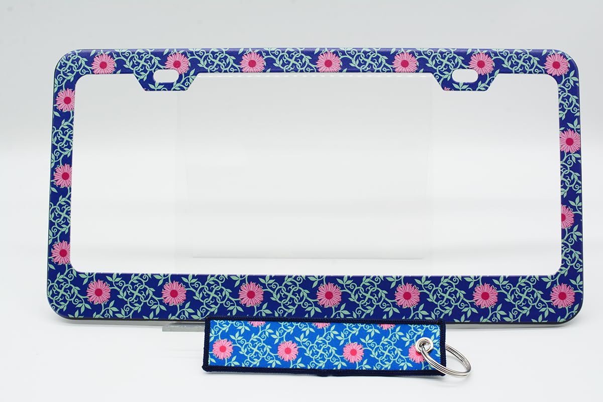 Retro Boho Floral Vine License Plate Frame for Women 1Pc Car Tag (for Floral-Daisy P / 1 pack)