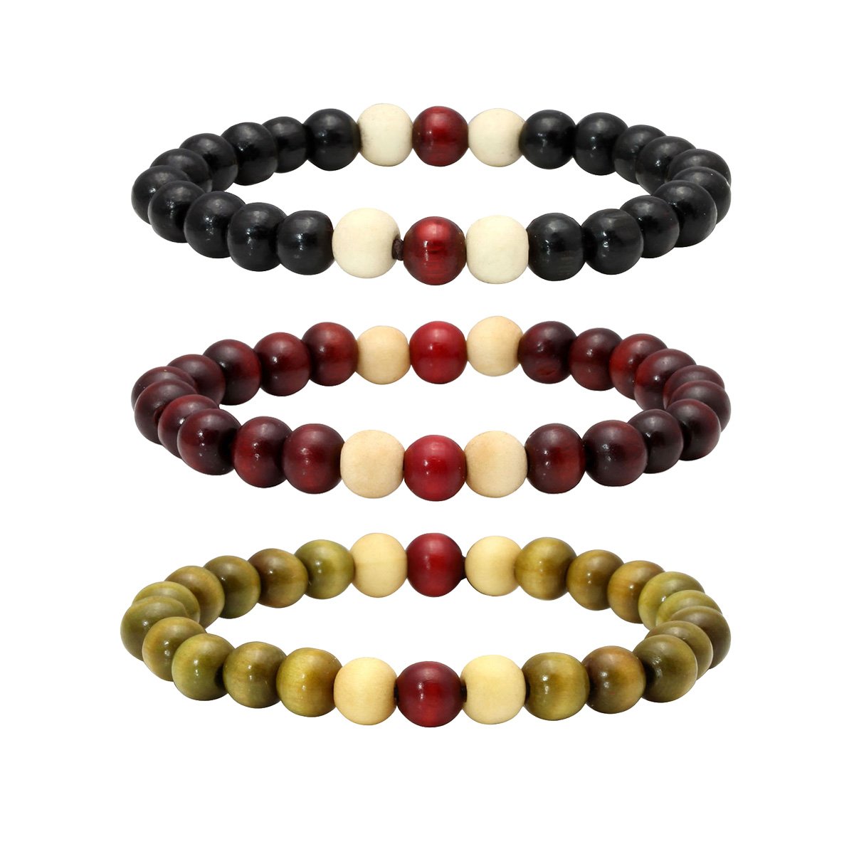 3 Pcs Healing Wood Bead Wrist Yoga Reiki Bracelet for Mala Prayer Buddha (D:3 PCS)