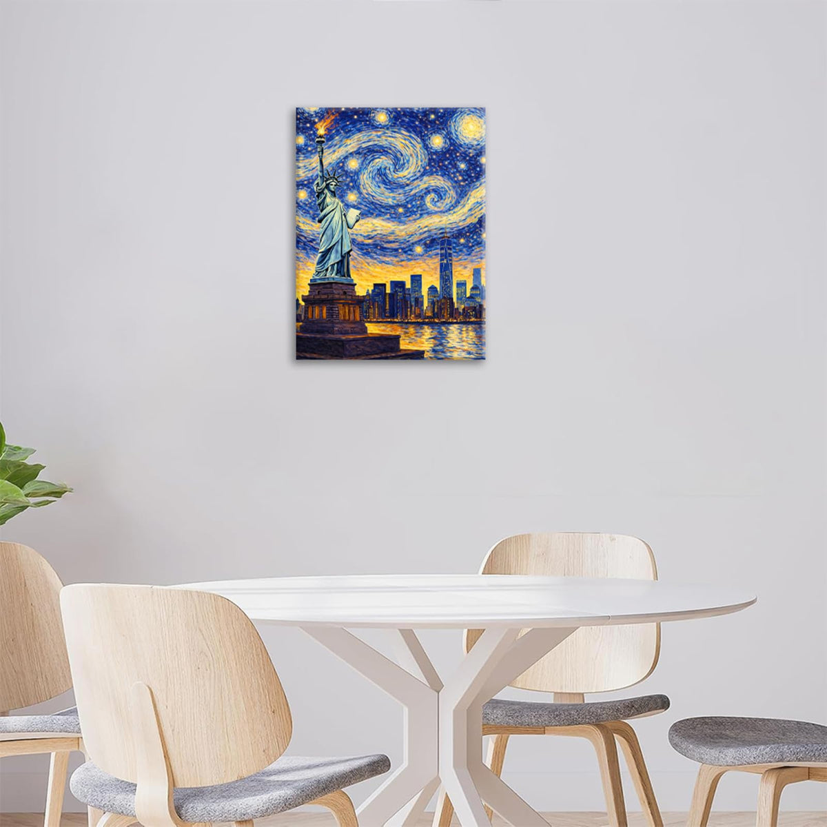 New York City Wall Art Statue of Liberty Wall Decor Starry Night Canvas Painting Pictures for Bathroom Bedroom Living Room 12"x16" (Statue Of Liberty Starry Sky / 16"L x 12"W)