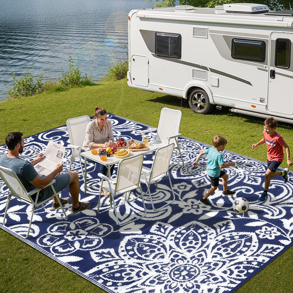 Waterproof Outdoor Rug 6' x 9' (Navy / 6' x 9')