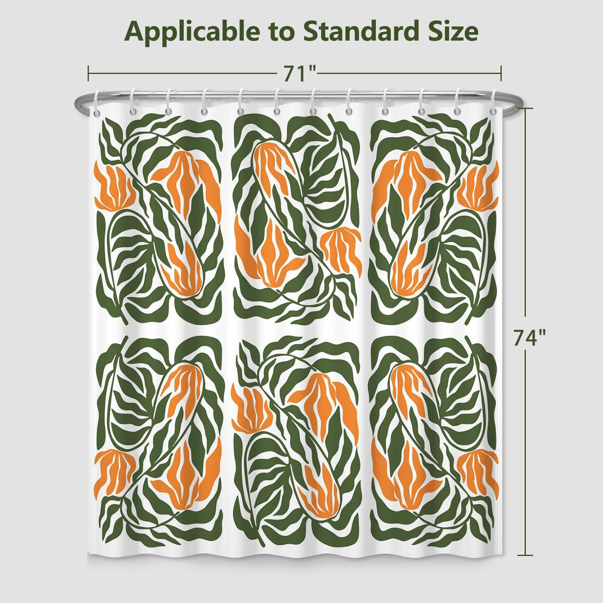 Modern Botanical Shower Curtain 71x74 Inch (Abstract Tropical Leaf)