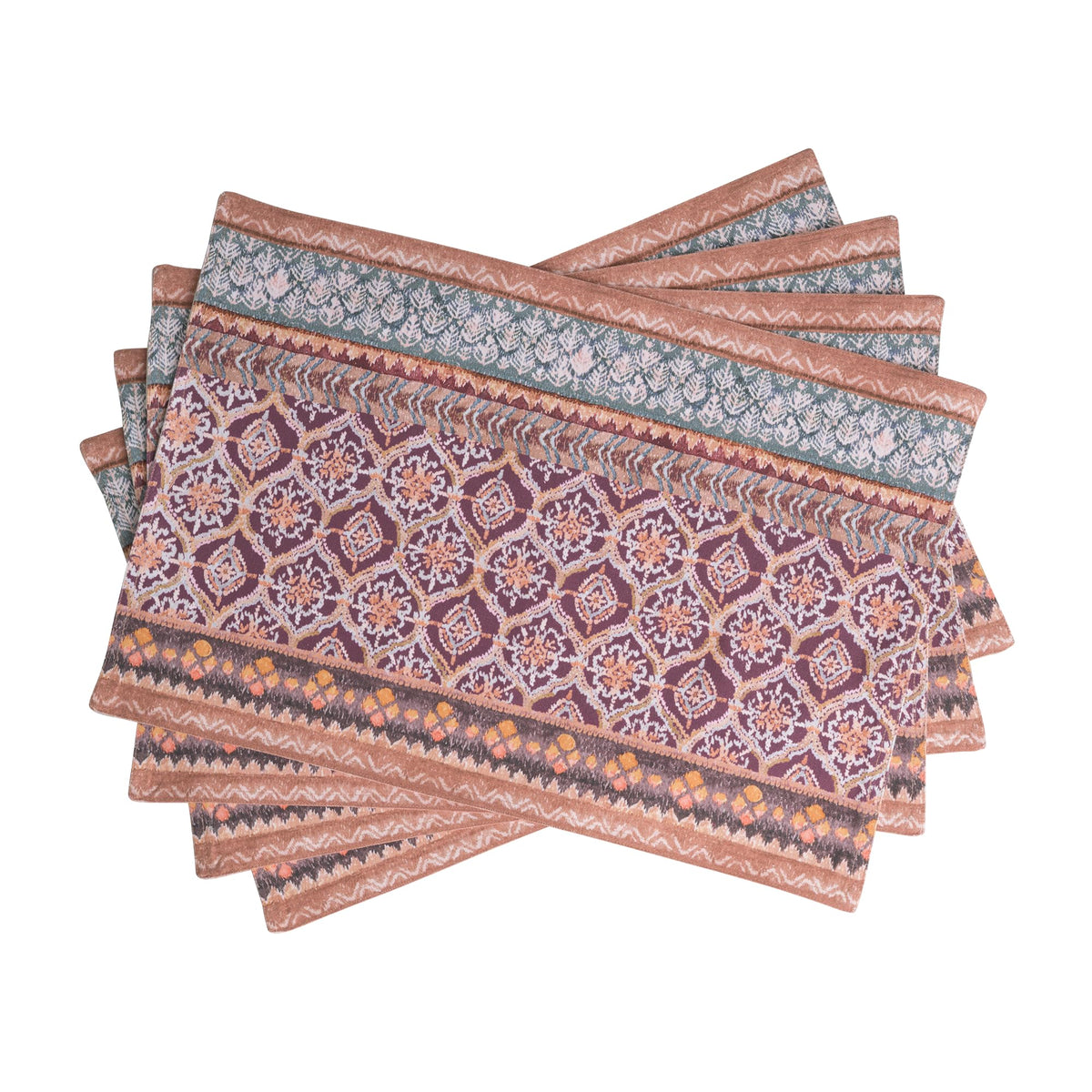 Placemats Set of 4 Reusable 100% Cotton (057 - Fair Isle / 13" X 19" (Pack of 4))
