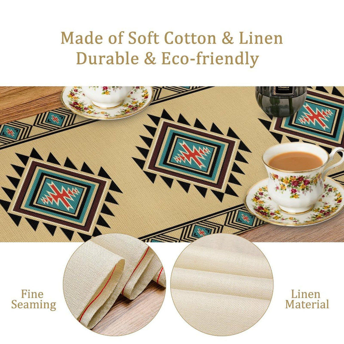 Aztec Table Runner Rustic Country Colorful Aztec Tribal Geometric Shape Ethnic Southwest Runner for Table Home Decor for Kitchen Table Dining Coffee Table 13x90 inch (13x90inch / Aztec 1)