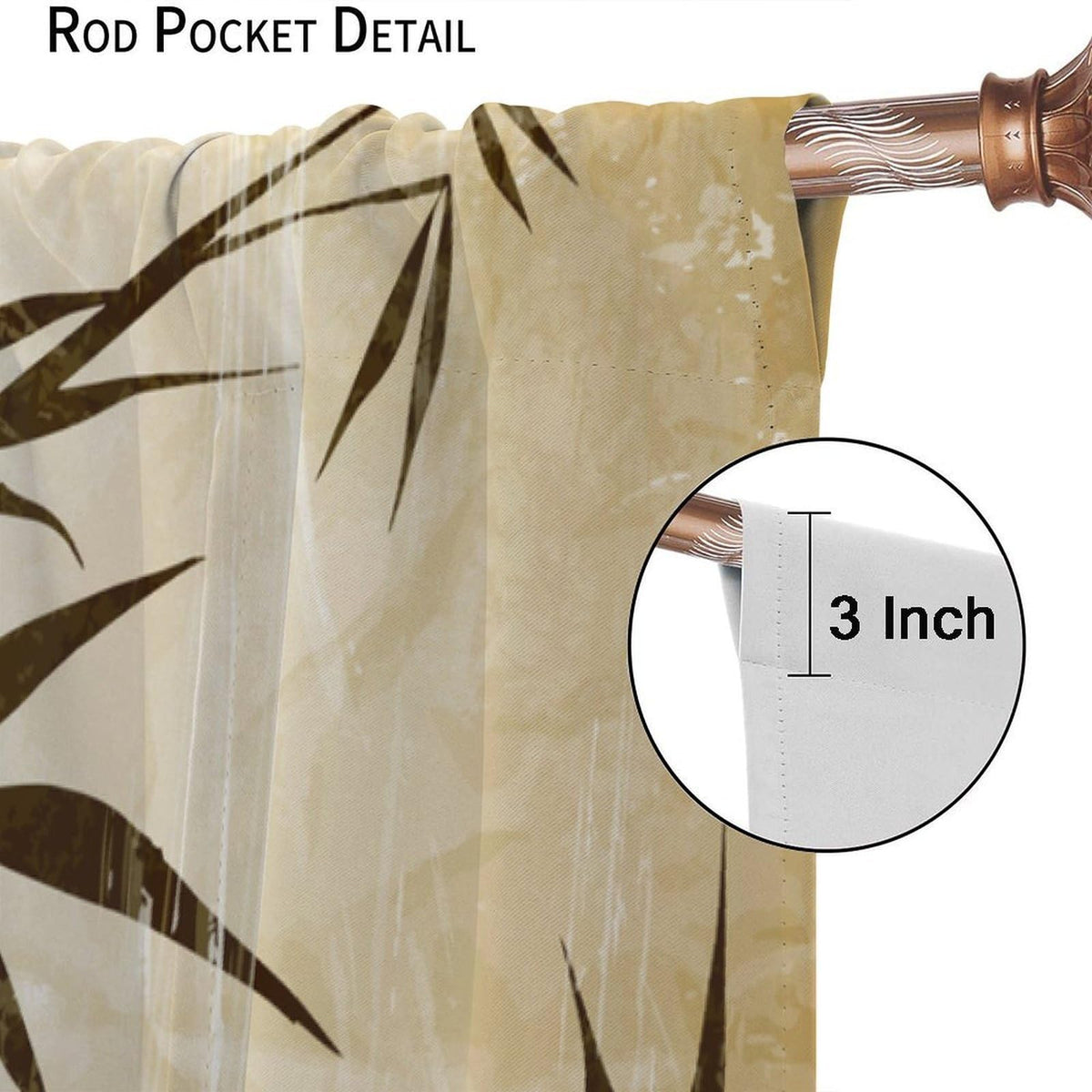 Vintage Bamboo Blackout Curtains for Kitchen Asian Japanese Rural Old Zen Bamboo Plant Landscape Window Treatments Print for Boys Girls Bedroom Living Room 42x63in (21"W x 63"L (Pack of 2) / Zen-14)