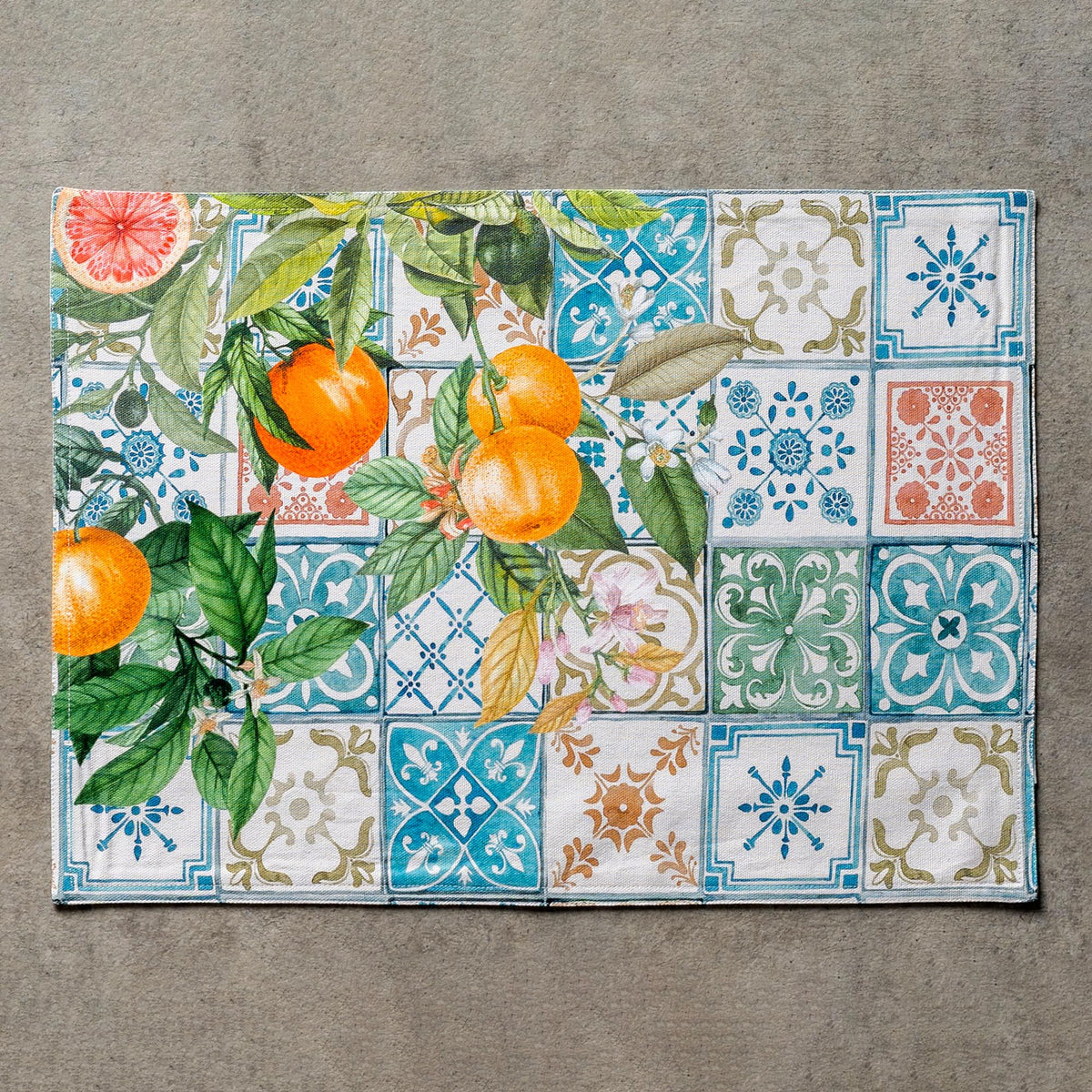 Placemats Set of 4 Reusable 100% Cotton (097 - Agrume / 13" X 19" (Pack of 4))