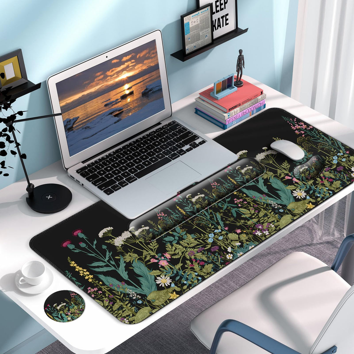 4 in 1 Mouse Pad and Keyboard Wrist Rest (D7- Little Flowers)