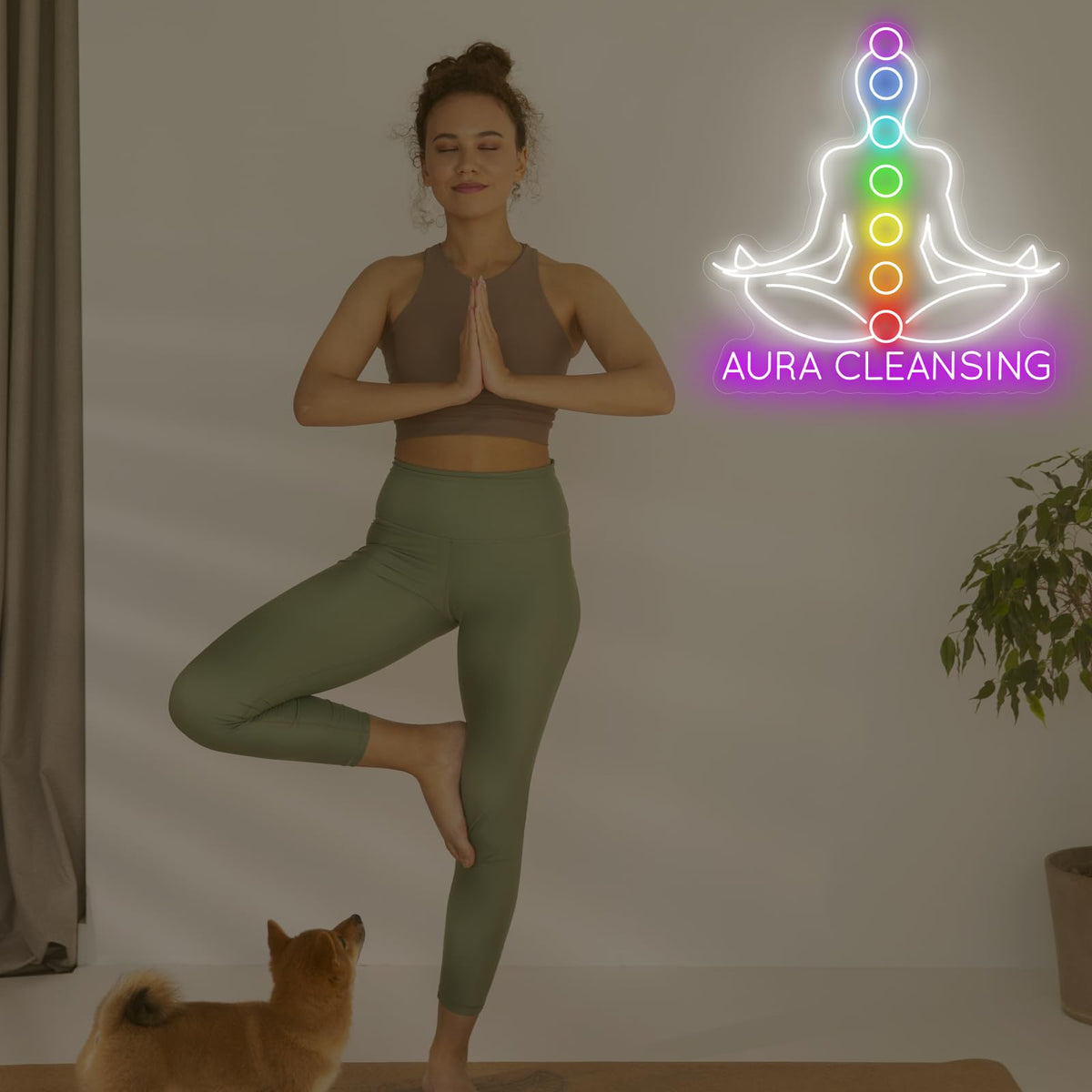 Aura Cleansing Seven Chakra Neon Sign for Yoga Studio Meditation Room Decor (Aura Cleansing)