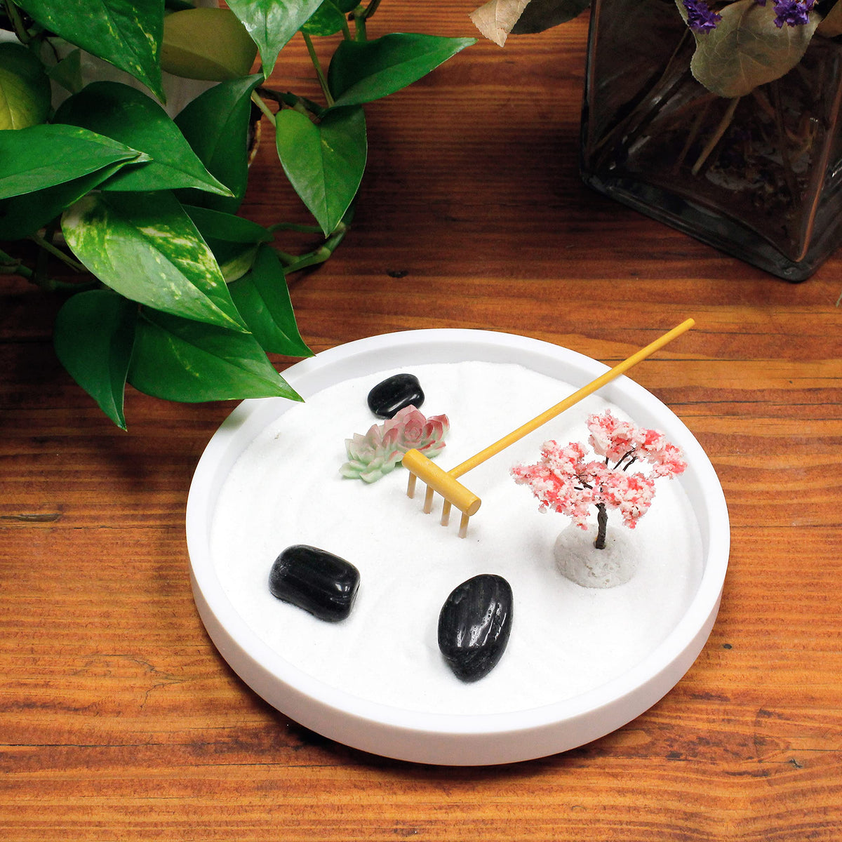 Mini Zen Garden Kit for Desk with Rake (3.2")