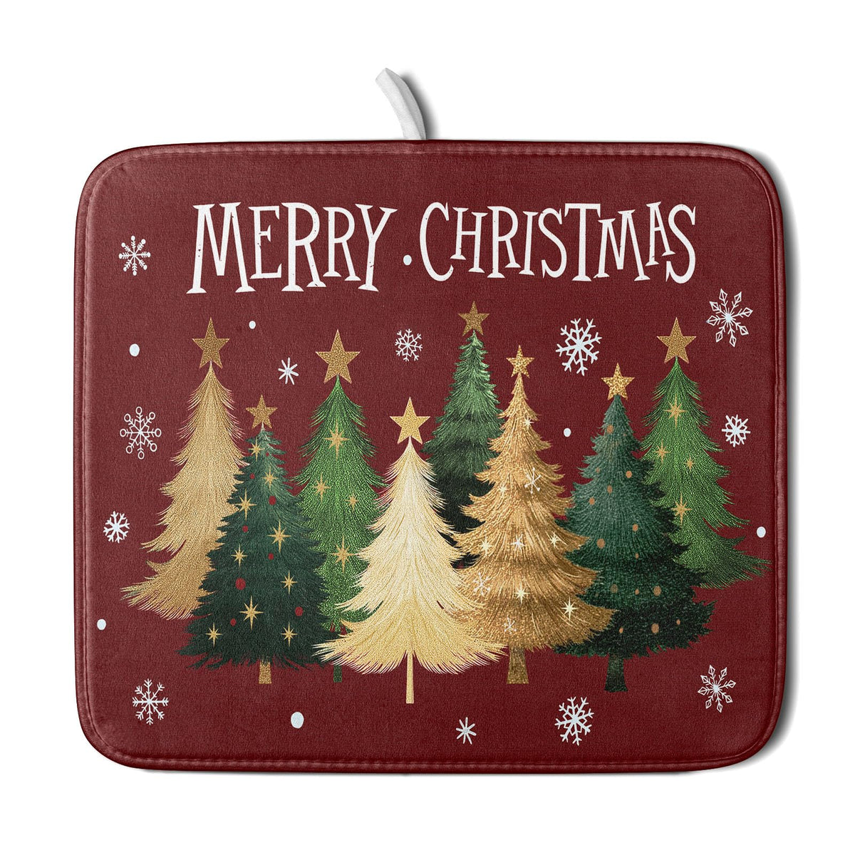 Xmas Tree Red Dish Drying Mat for Kitchen Counter (Xmas Tree Red / 16" x 18")