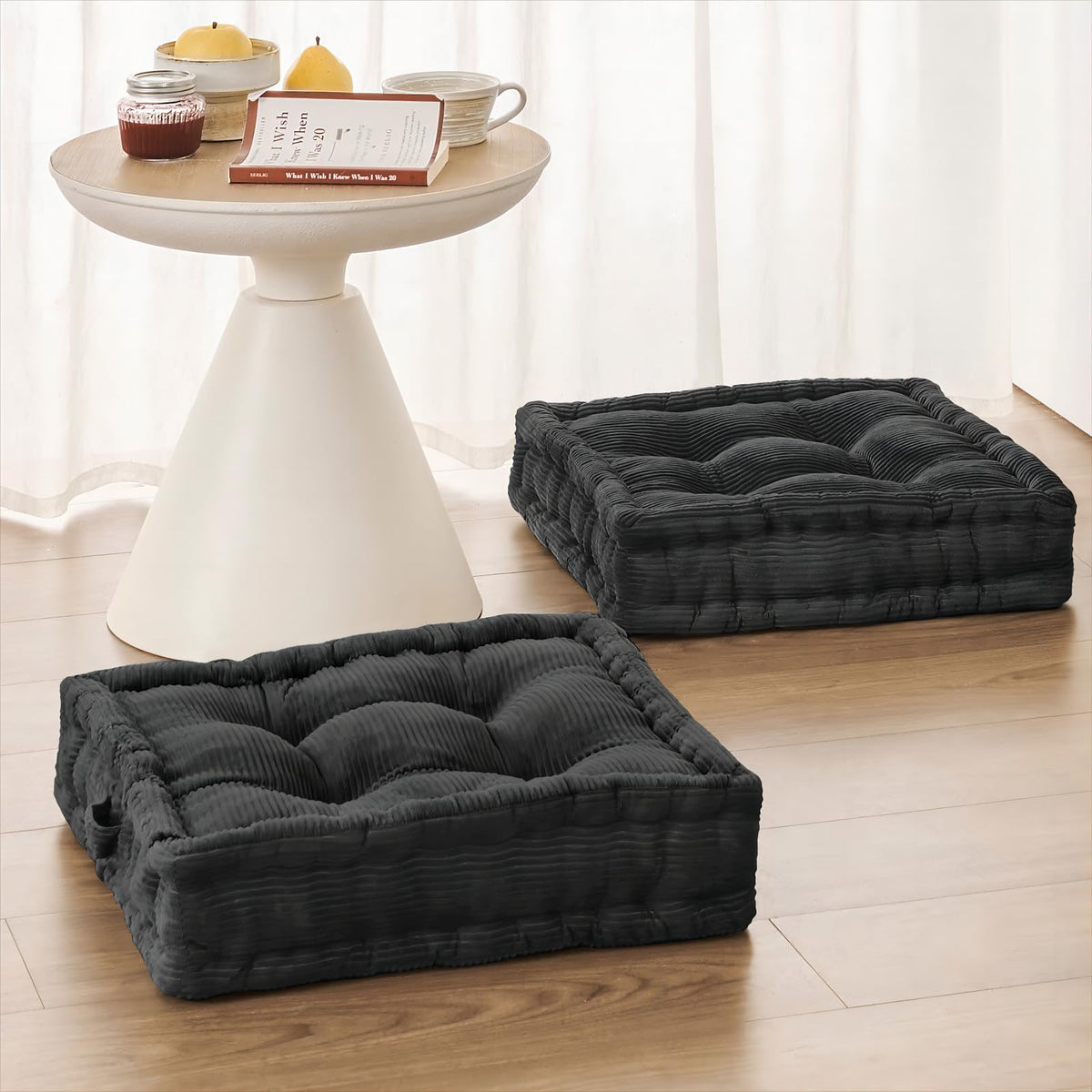 Square Floor Pillows for Adults Kids (Grey / 2 Pack (20"x20"))