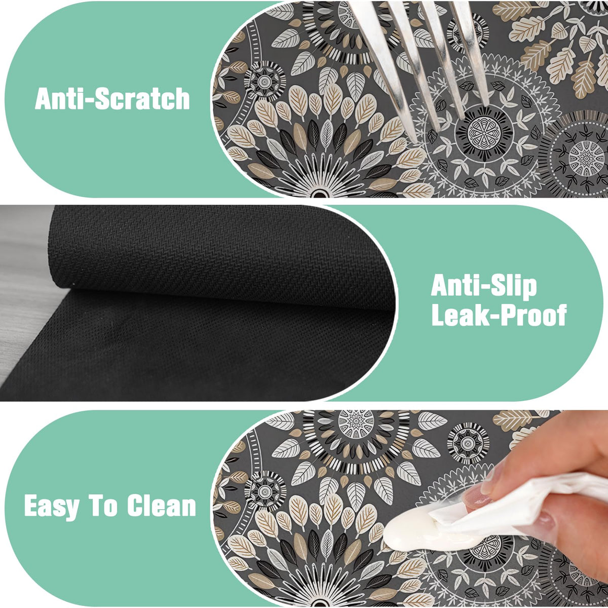 2 Pack Kitchen Sink Splash Guard Faucet Mat 24" X 5.5" Mandala Absorbent Fast Drying Mat Faucet Draining Mat Sink Splash Guard Behind Faucet Drip Catcher for Kitchen Bathroom (24*5.5inx2 / mandala)