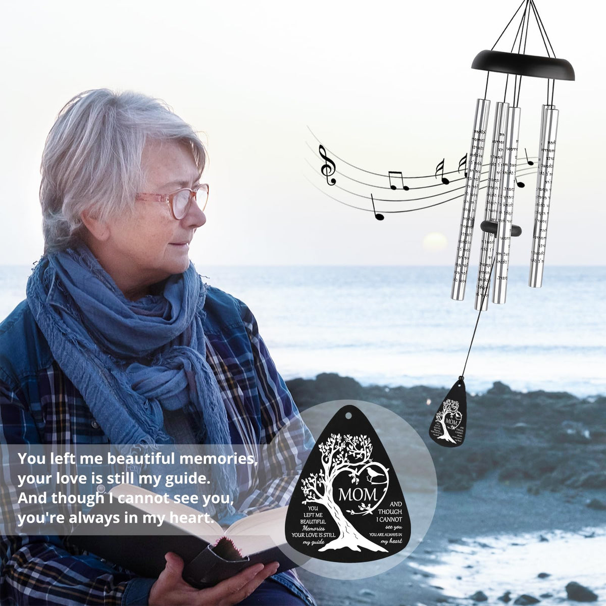 32'' Sympathy Wind Chimes Memorial Gifts for Loss of Mom Cardinal (32 inches)