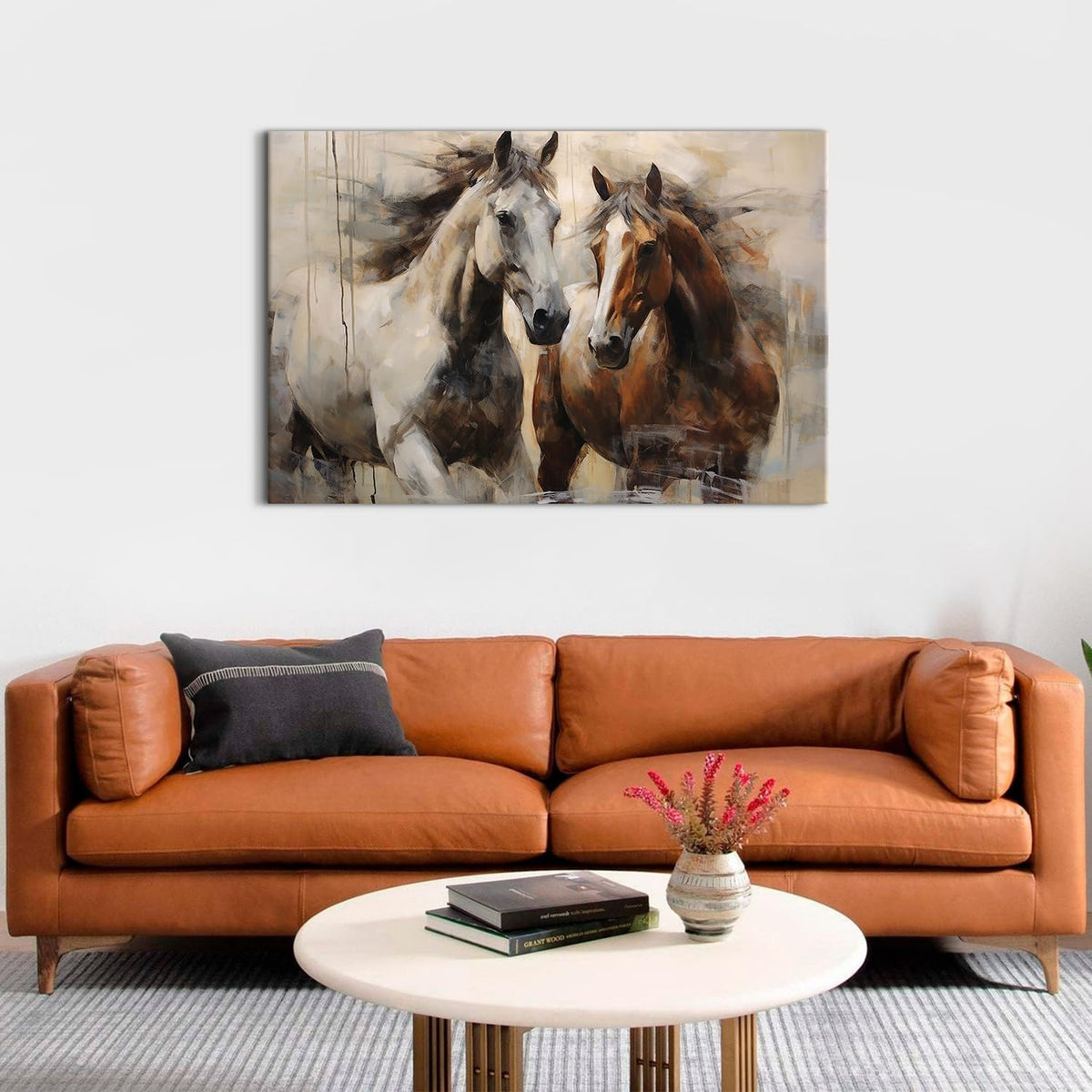 Large Western Horse Pictures Wall Decor Vintage Running Horse Canvas Art for Living Room Country Wild Animals Painting Poster Rustic Farmhouse Wildlife Themed Prints Artwork for Home Decorations 32x48" (48"L x 32"W / Horse)