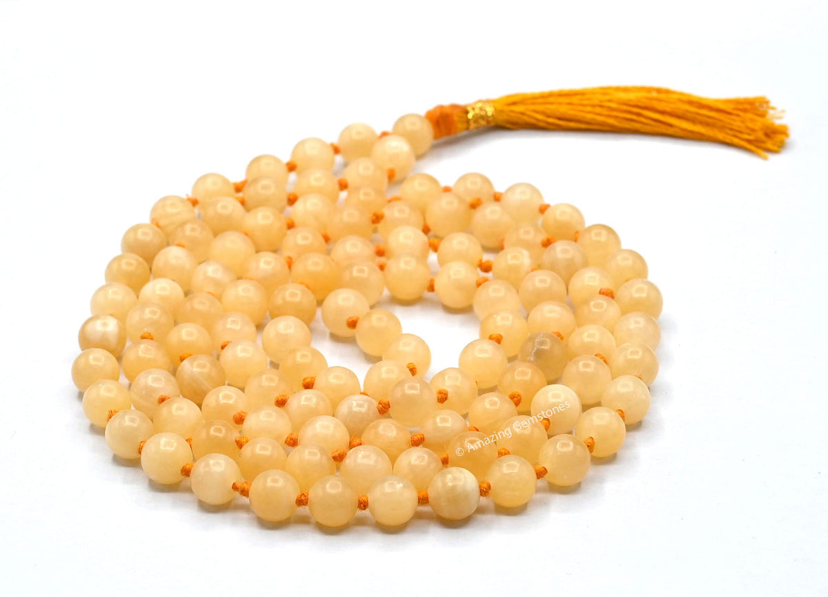 Yellow Calcite Mala Beads (Yellow Calcite / Knotted)