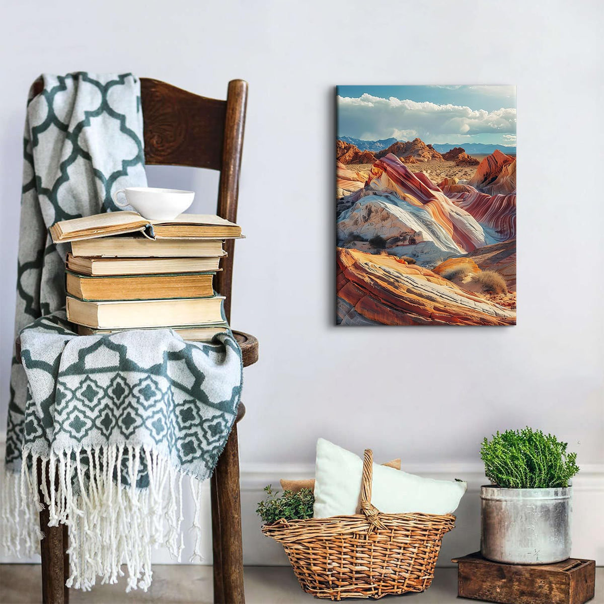 Nature Desert Landscape Wall Art for Bedroom Decorations Western Decor Rock Mountain Pictures Wall Decor USA Nevada Valley of Fire State National Park Scenery Painting Canvas Prints Artwork 12x16" (12"L x 16"W / FSPFJ11)