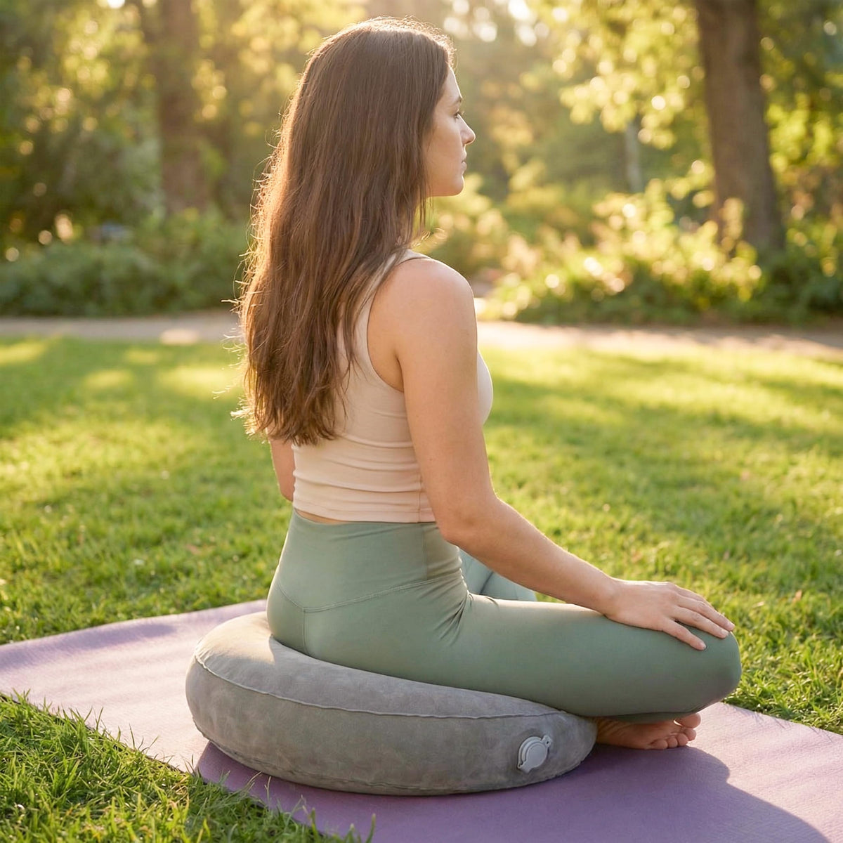 Air Meditator Inflatable Meditation Cushion and Travel Pillow (Grey(round))