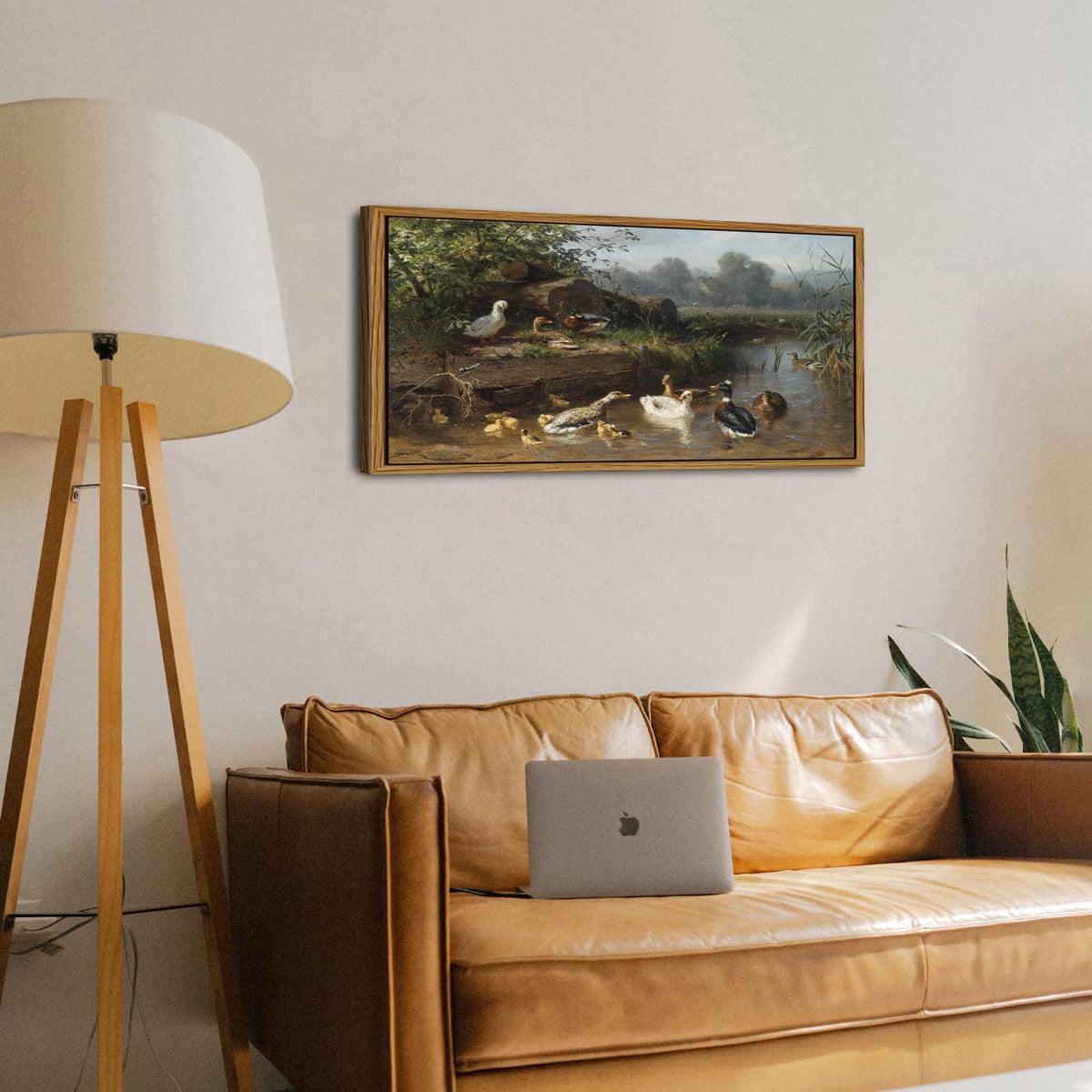 Vintage Farmhouse Wall Art Country Pond Landscape Mallard Duck Framed Wall Decor for Living Room Bedroom Rustic Animal Canvas Picture Cottagecore Nature Wildlife Poster Artwork Home Decorations 20x40 (20"L x 40"W / Duck)
