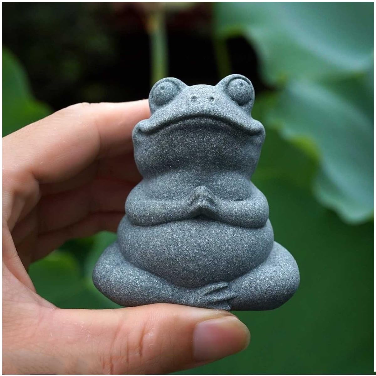 Meditating Frog Statue Yoga Animal Figurine Sandstone Sculpture (A)