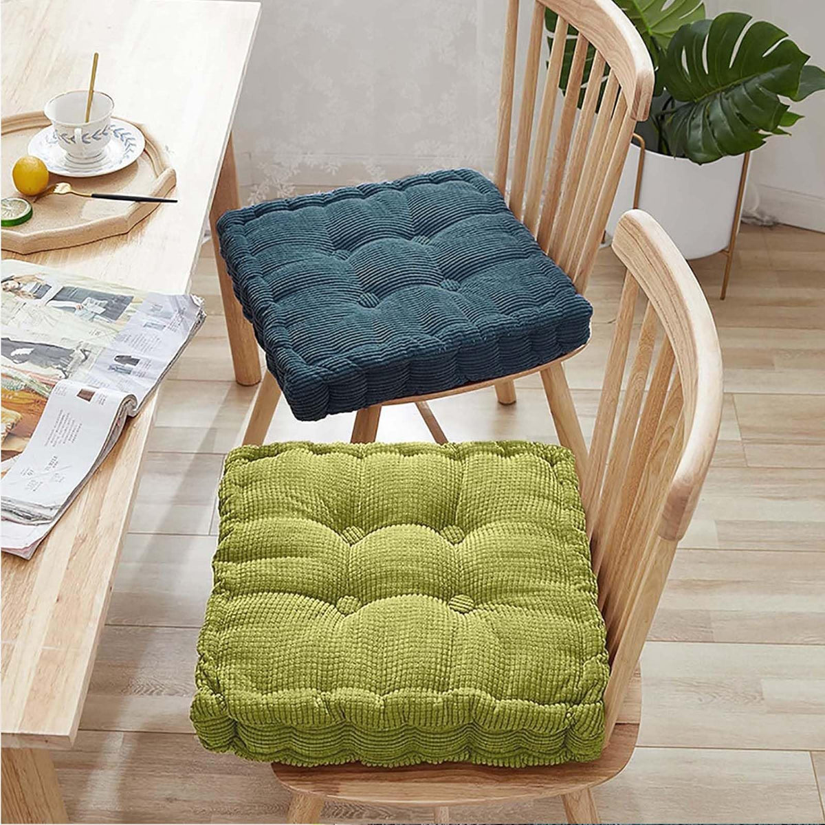 Corduroy Floor Seat Pillows (Blue / 18"Lx18"Wx3.2"H)