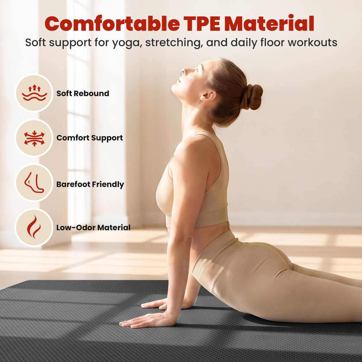 Large Yoga Mat (72" X 32" X 0.25" Black)