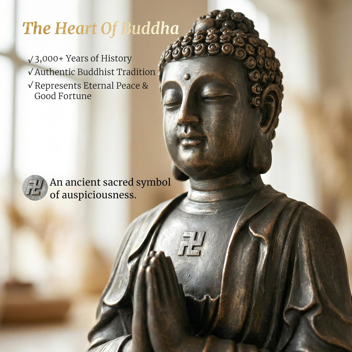 Buddha Statue 23.6 Inch (Dark Gray With Gold Accents)