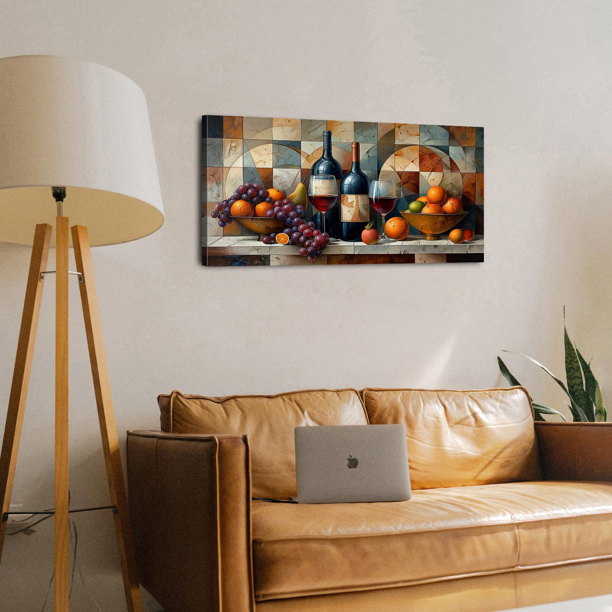 Abstract Kitchen Wall Art Decor Geometric Dining Room Wall Decor Red Wine Glass Canvas Prints Rustic Farmhouse Fruits Still Life Painting Living Room Wine Bar Art Wall Decor Home Decorations 20x40" (40"L x 20"W / Abstract Kitchen)