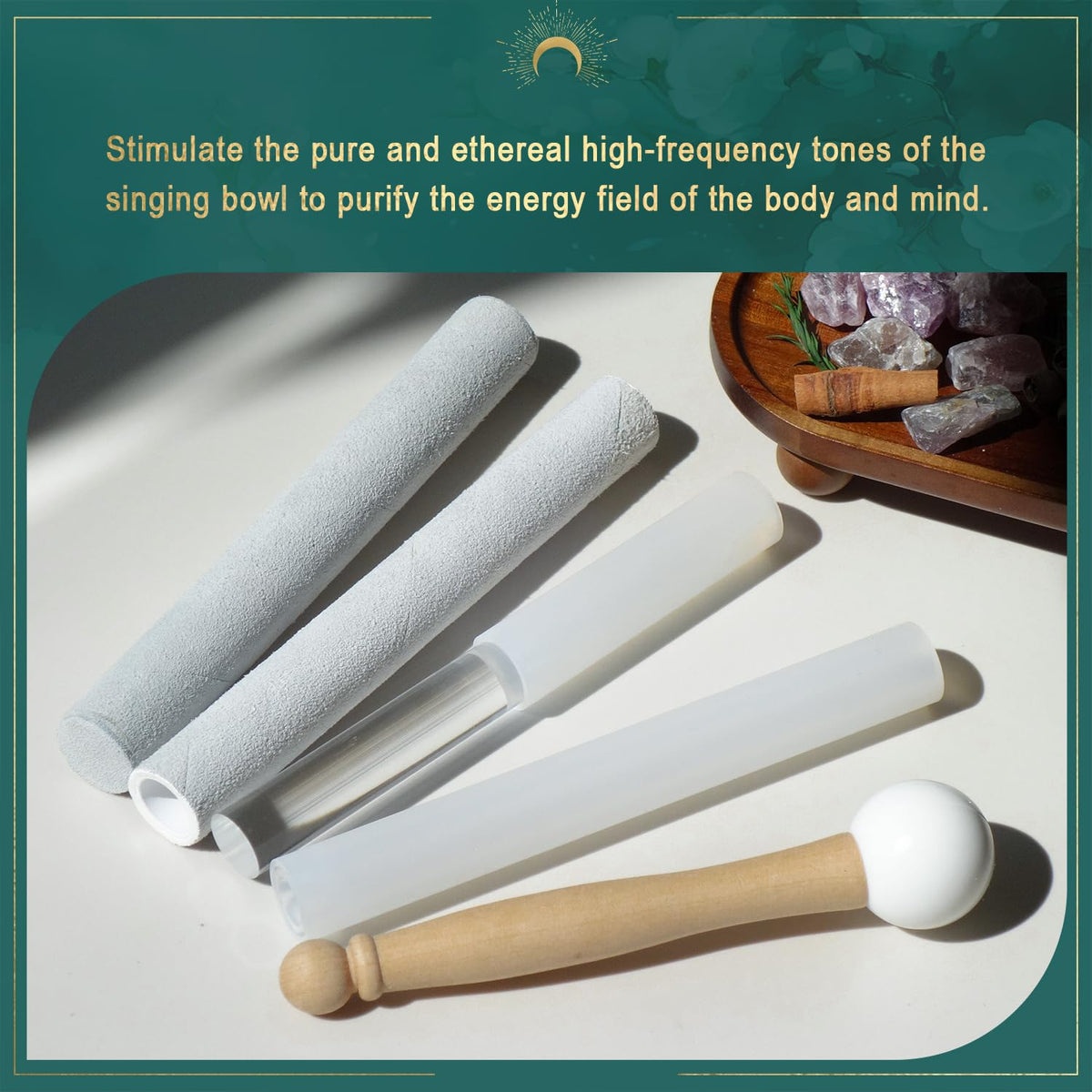 5 Pcs Singing Bowl Mallet Set (White)