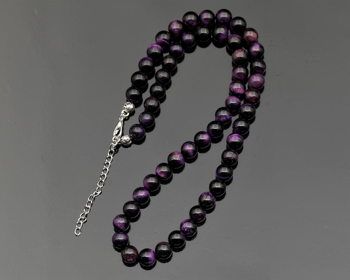 Natural Purple Tiger Eye Beaded Choker Necklace (Purple Tiger Eye / 34 Inches)