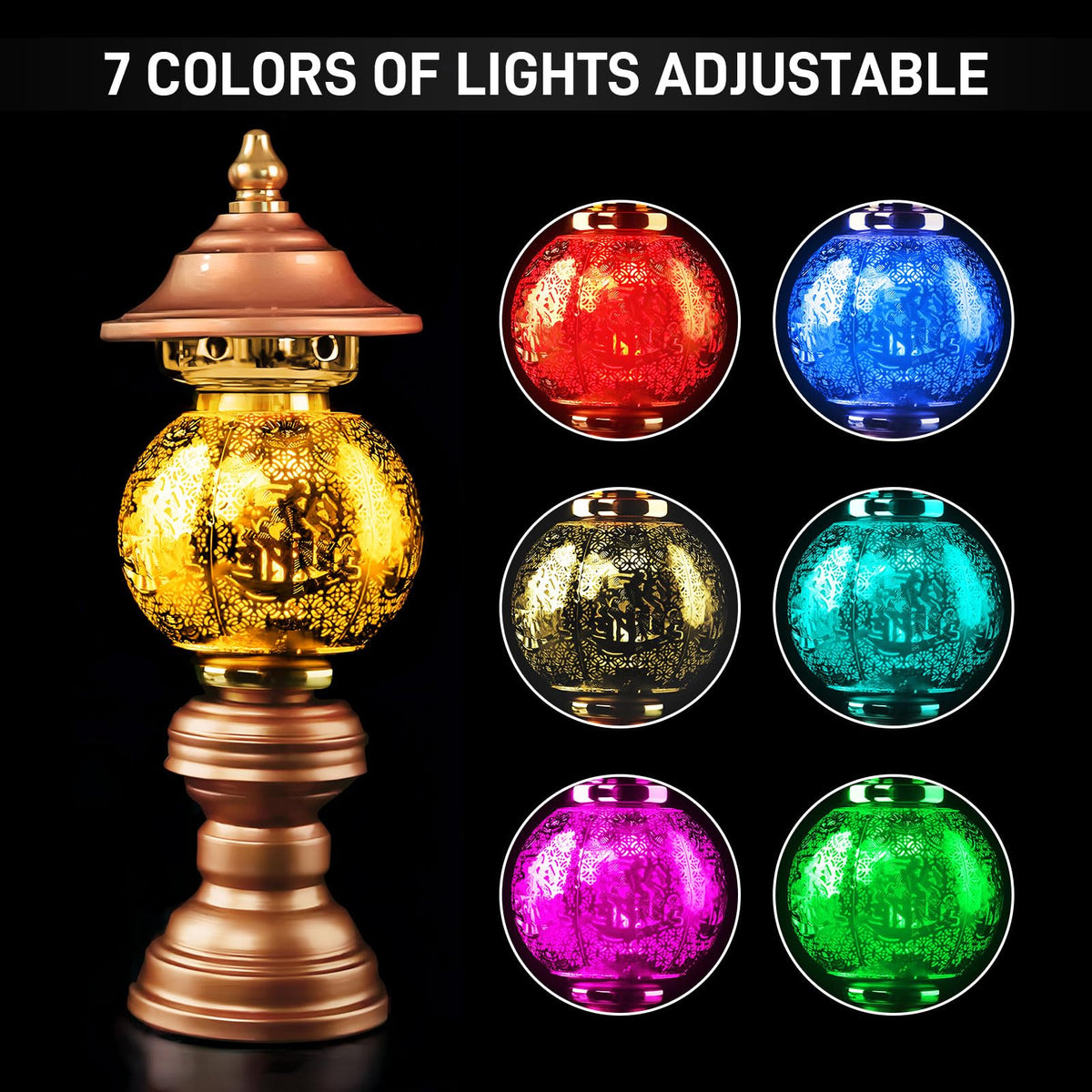 Lotus Flower Lamp 7 Color LED Buddhist Light Meditation Home Decor (Z5-10inch)