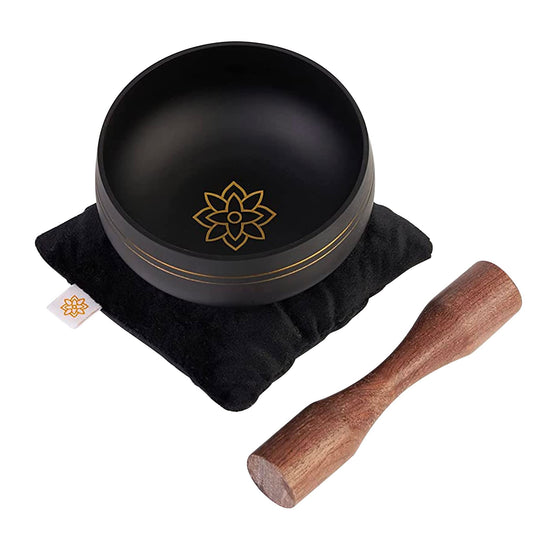 Mindful & Modern Tibetan Singing Bowl Set (Black)