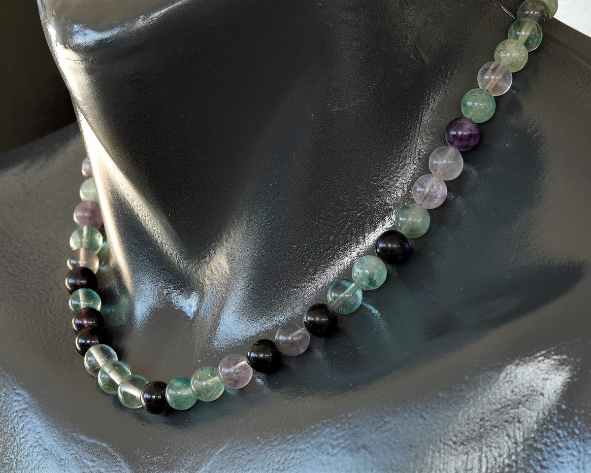 Natural Fluorite Beaded Choker Necklace (Fluorite / 14 Inches)