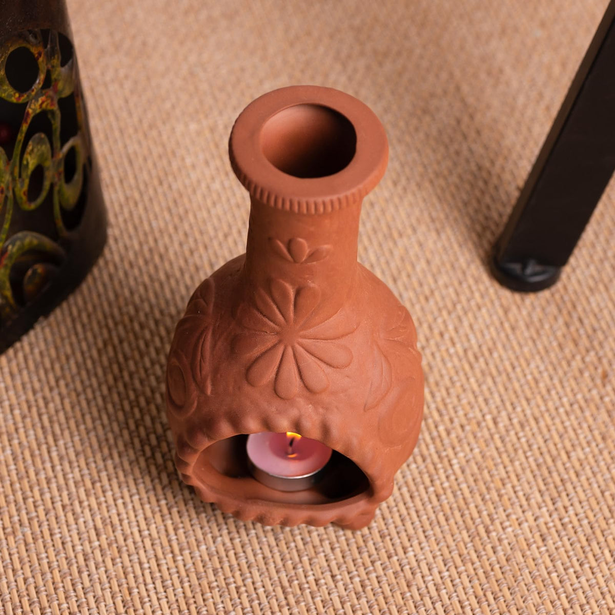 Handmade Palo Santo & Sage Burning Dish (Terracotta -Flower Palo Santo Holder)