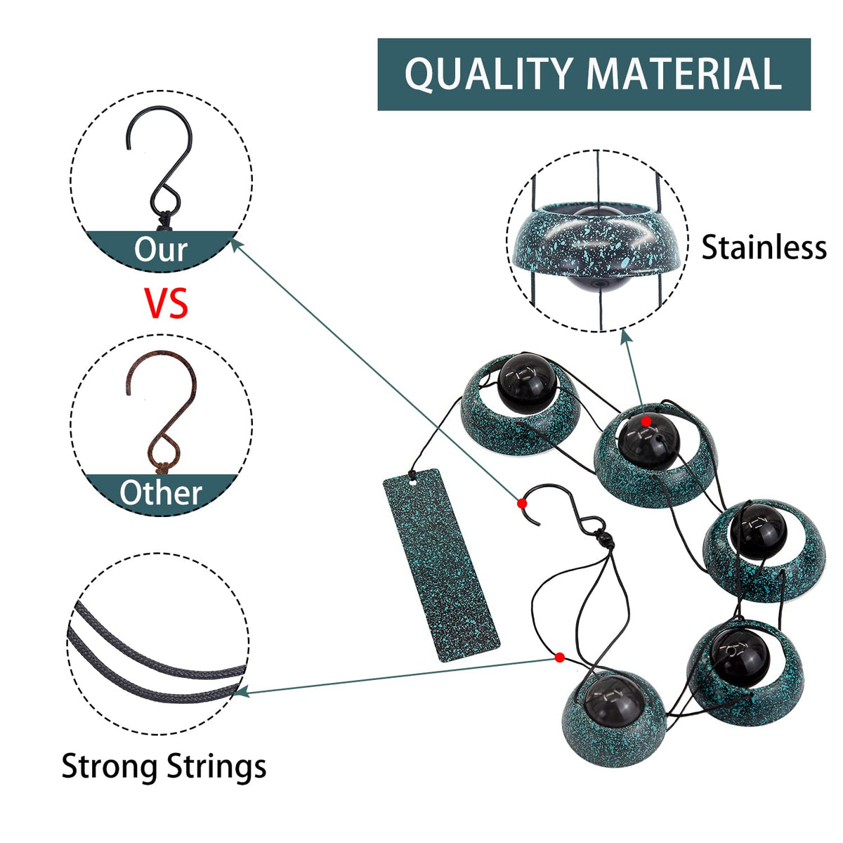 Bell Wind Chimes (5 Atrovirens Bell)