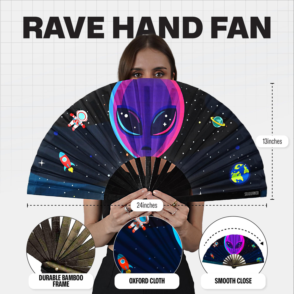 SoJourner Folding Rave Fan (Alien)