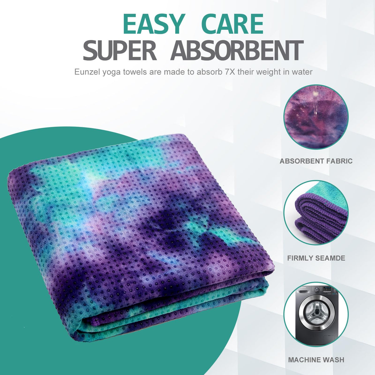 Hot Yoga Towel (Green & Purple/ Purple)