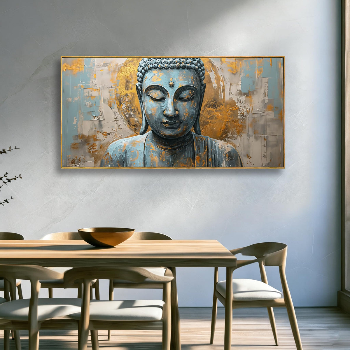 Buddha Wall Art Zen Canvas Painting Framed Modern Decor 30"x60" (58"L x 29"W / Buddha 01)