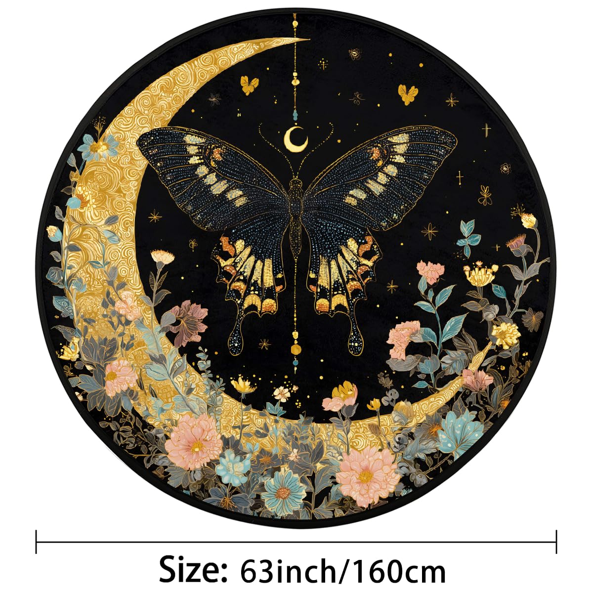 5 Ft Golden Moon Round Rug Circle Area Rugs Circular Door Mat for Indoor (Color44 / 5'3" (Round))