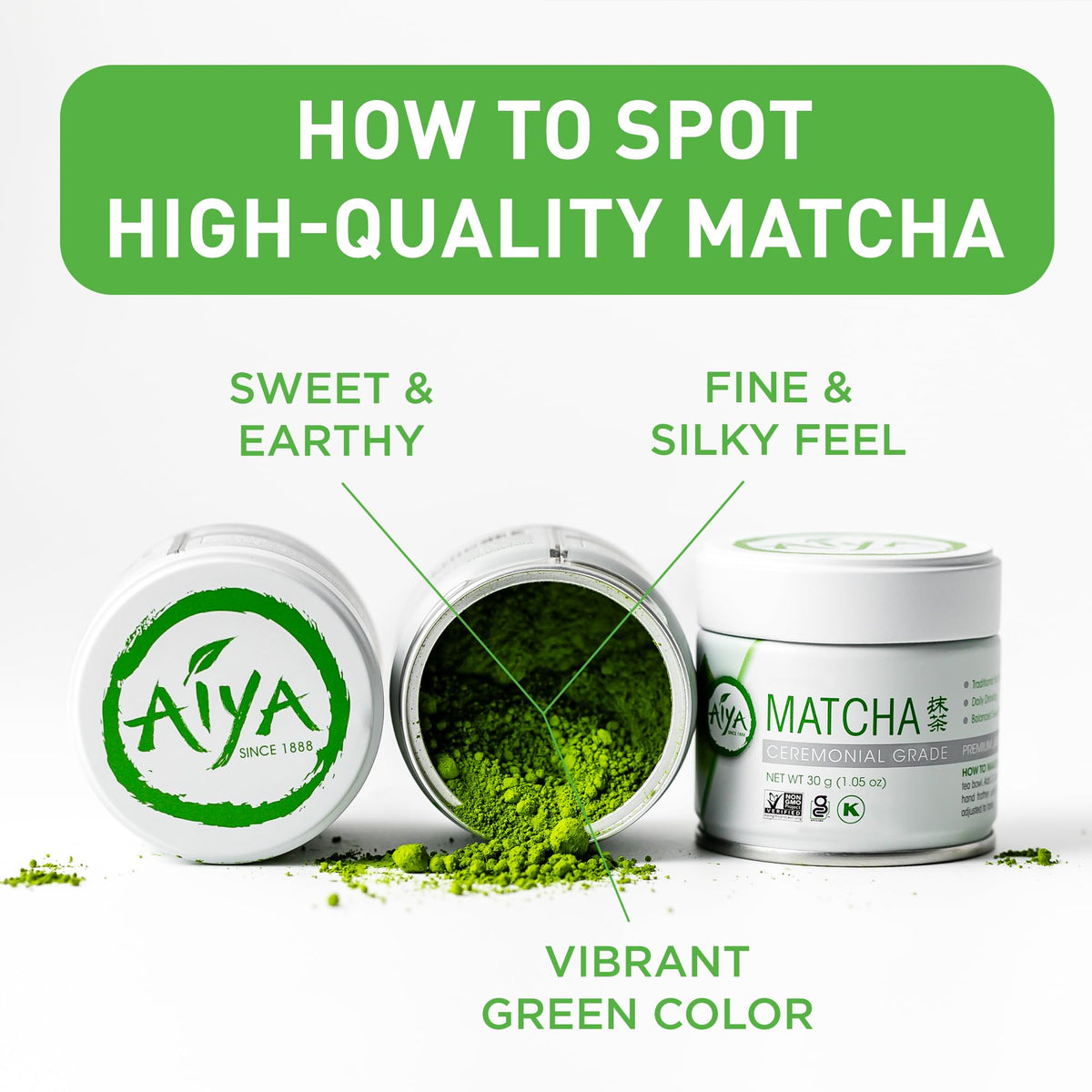 Aiya Authentic Japanese Premium First Harvest Ceremonial Grade Matcha Green Tea Powder (1.06 Ounce (Pack of 1))