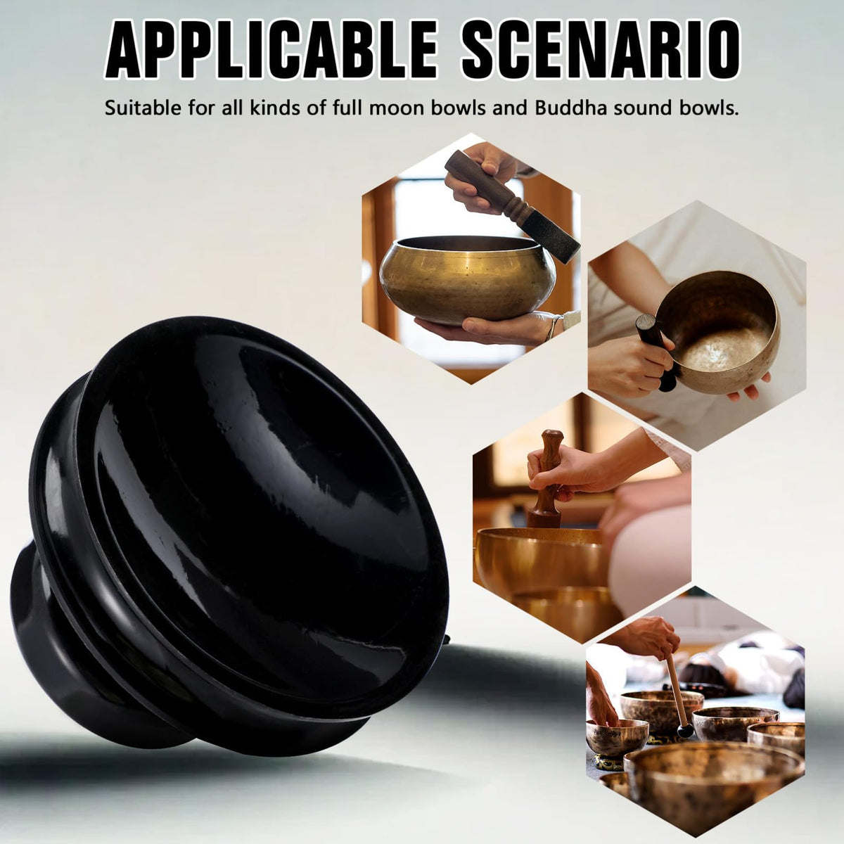 Singing Bowl Suction Tool Rubber 2 pack Black (8x8cm / Black)