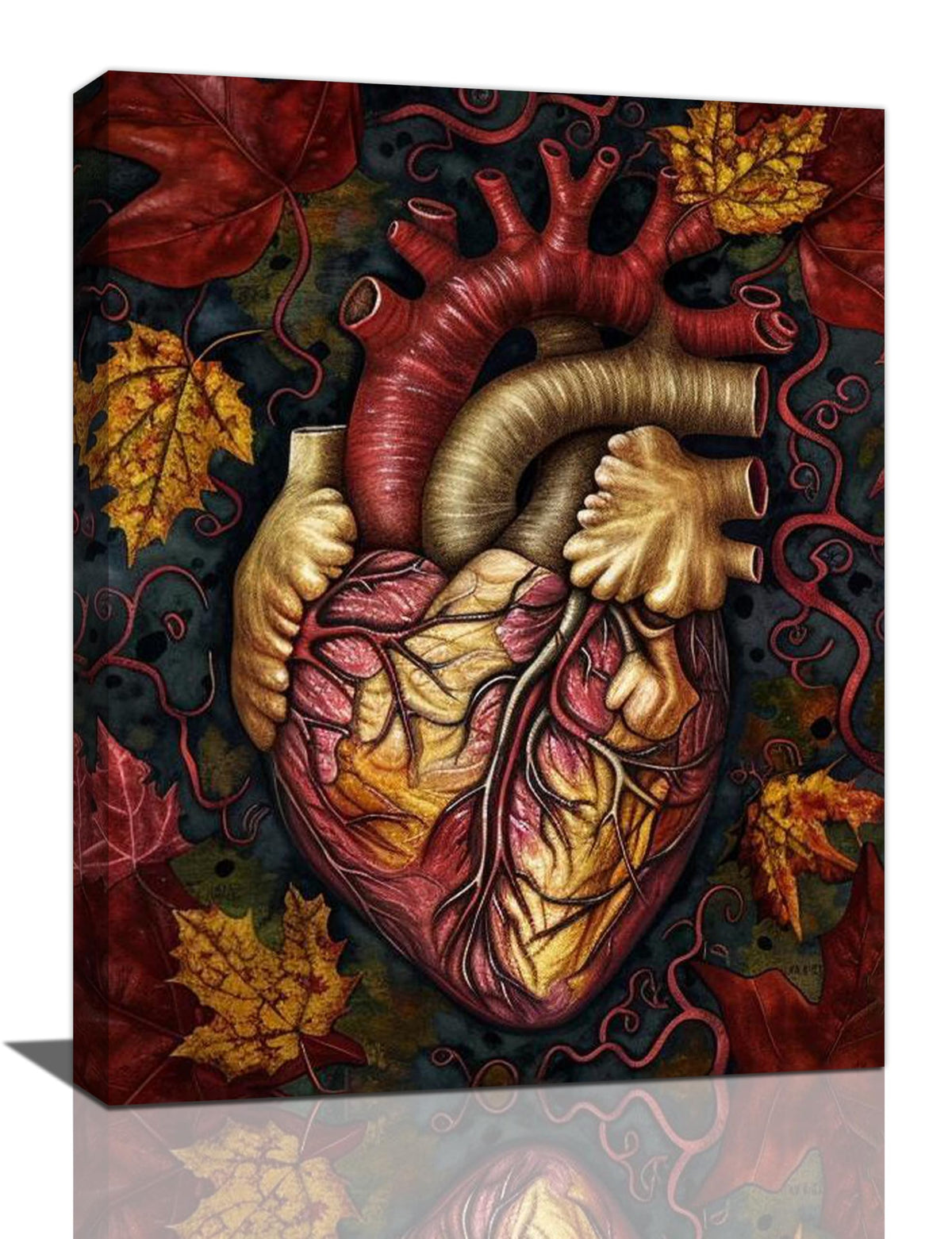 Heart Wall Art Human Heart Pictures Canvas Wall Decor Anatomy Aesthetic Painting Home Modern Artwork Decorations Framed for Nurse Office Bathroom Bedroom Living Room 16 x 20 inch (16" x 20" / Heart)