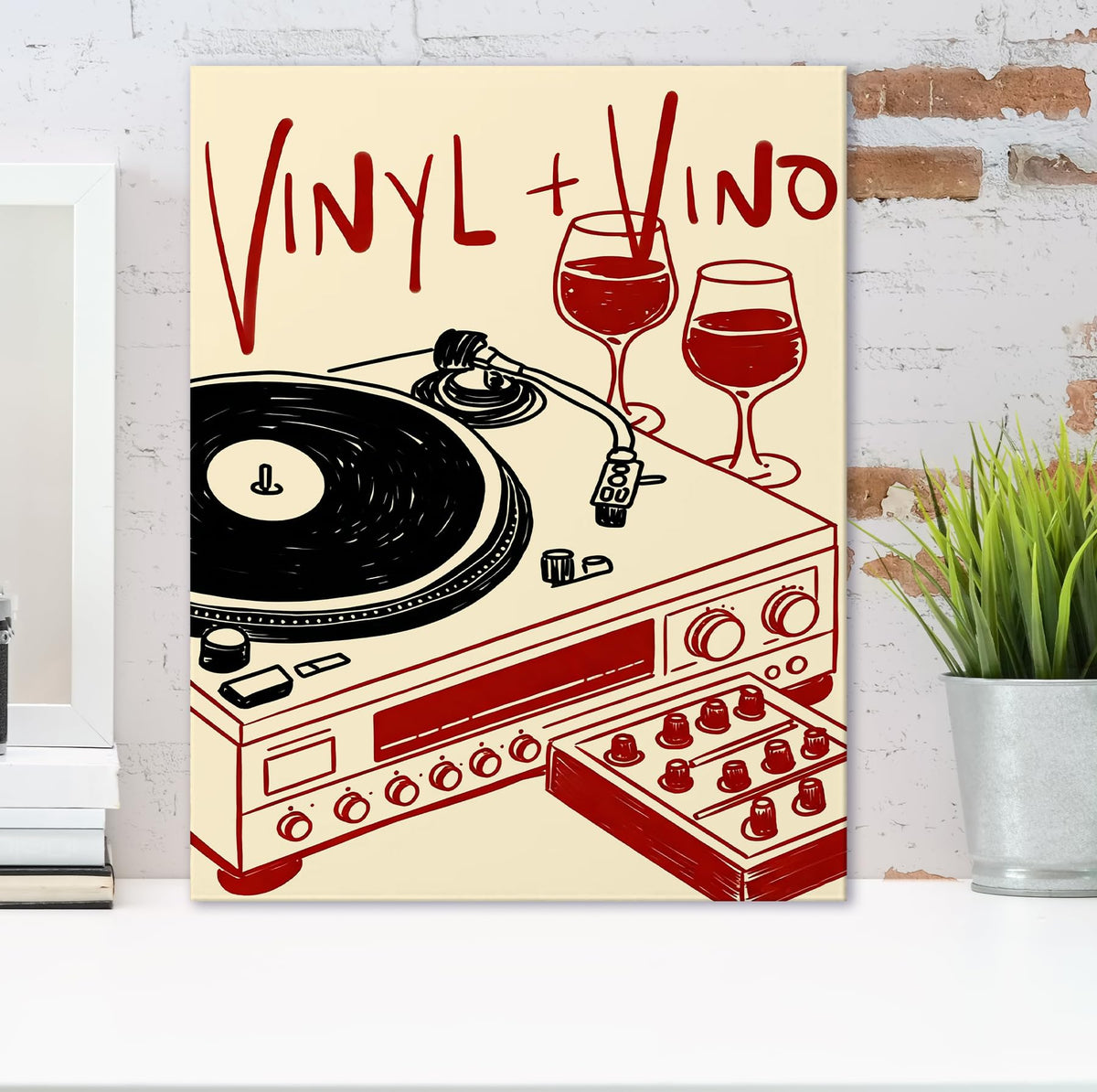 Vinyl Records Wine Bar Wall Art Decor 11x14 Inches (Vinyl Records Wine Bar)